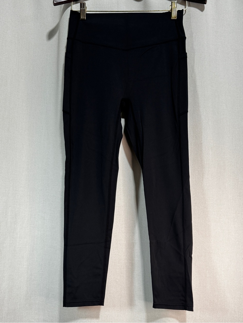 Woobilly High Rise Stretch Slip Pockets Leggings Ankle Black Women’s L Yoga